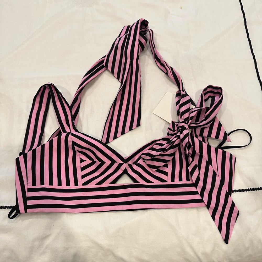 Milly Camila Top pink and black size 8